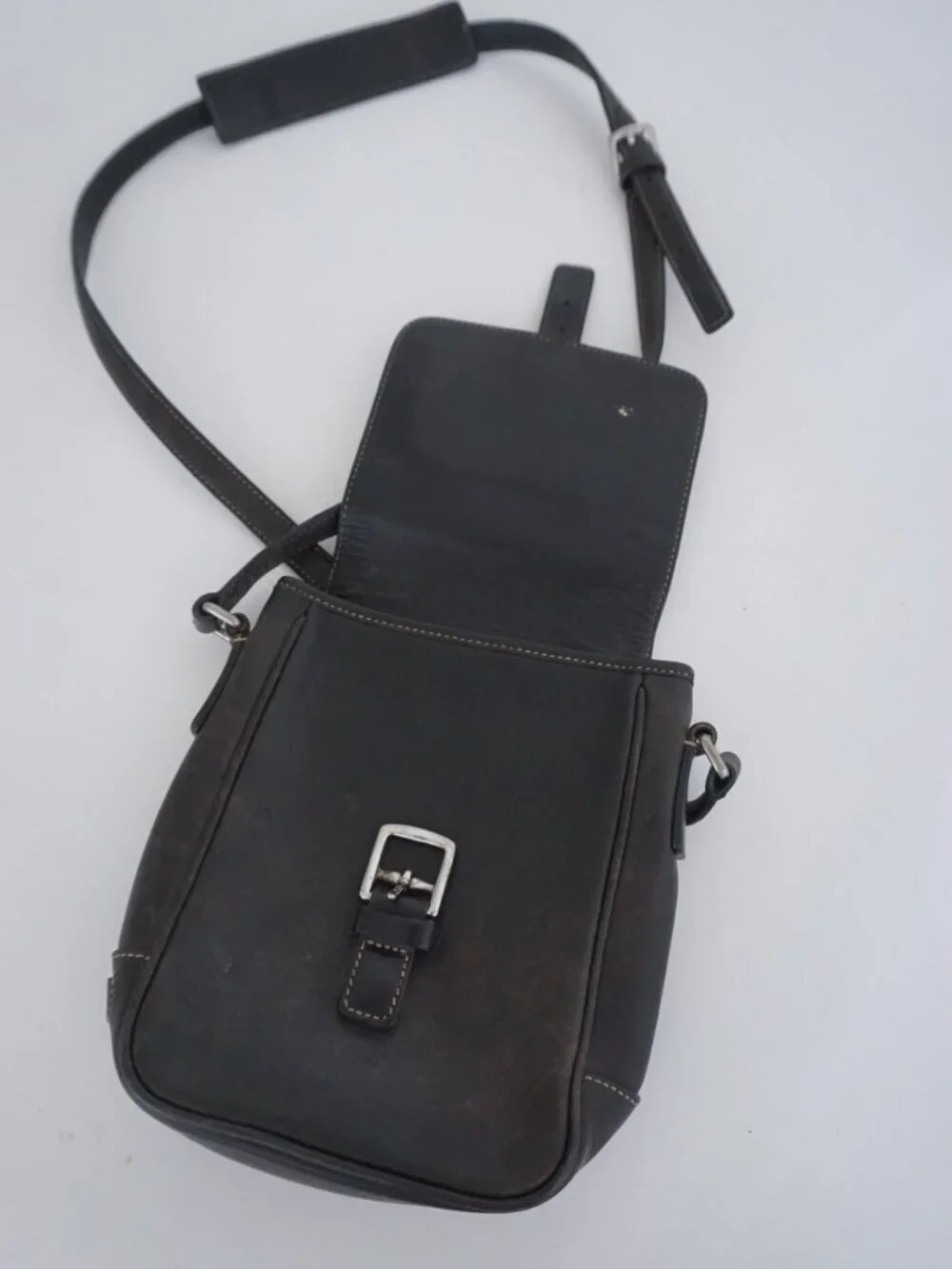 Vintage Coach 7775 Black Leather Buckle Flap Crossbody Structured Shoulder Bag - Picture 15 of 16
